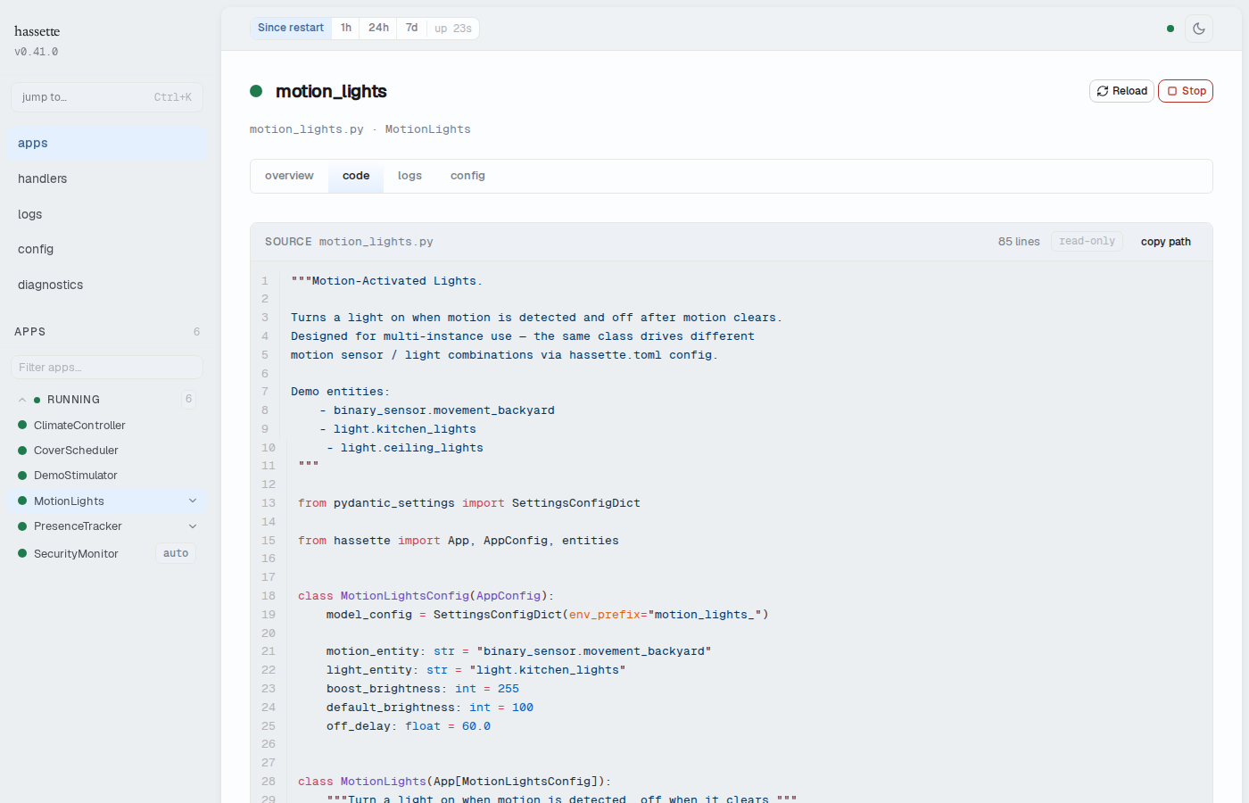 Code tab