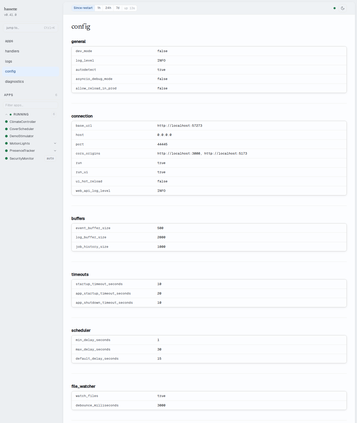 Global configuration page